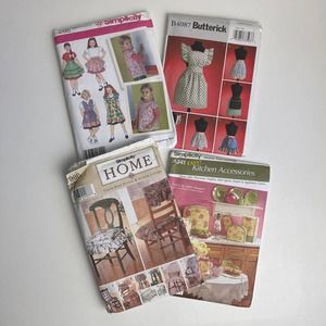 4 Simplicity + Butterick Sewing Patterns Kitchen Chair Apron 4288 4341 7966 4087
